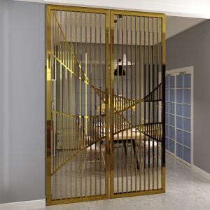 mirrored stainless steel partition